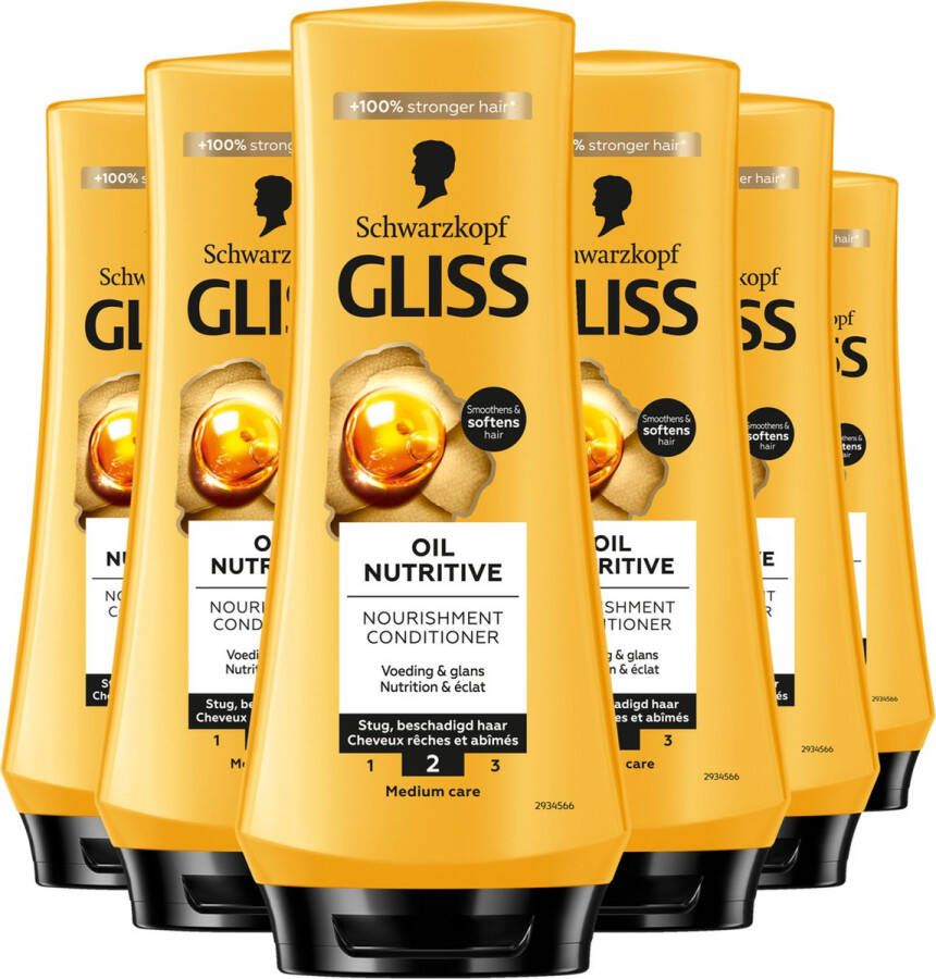 Gliss Schwarzkopf Conditioner Oil Nutritive 6x200 ml Voordeelverpakking