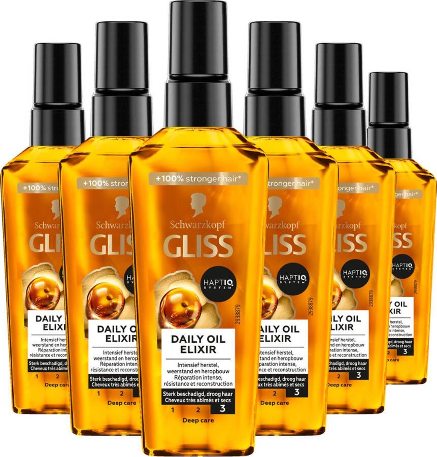 Gliss Kur Gliss Every Day Oil Elixir Haarolie Haarverzorging Voordeelverpakking 6 x 75 ml