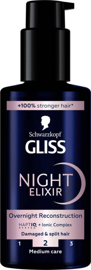 Gliss Schwarzkopf Night Elixir Split Hair Miracle Overnight Reconstruction Gespleten haarpunten Haarmasker Serum 100ml