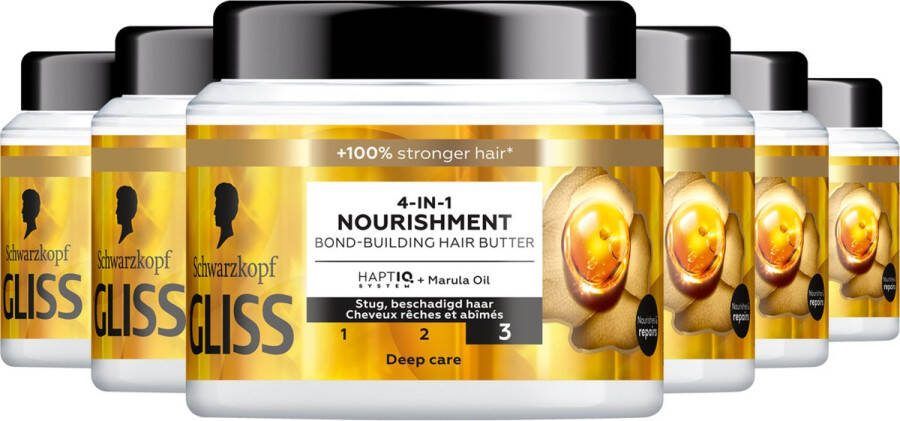 Gliss Schwarzkopf Oil Nutritive Haarmasker Masker Stug & beschadigd haar 6 x 400ml Voordeelverpakking