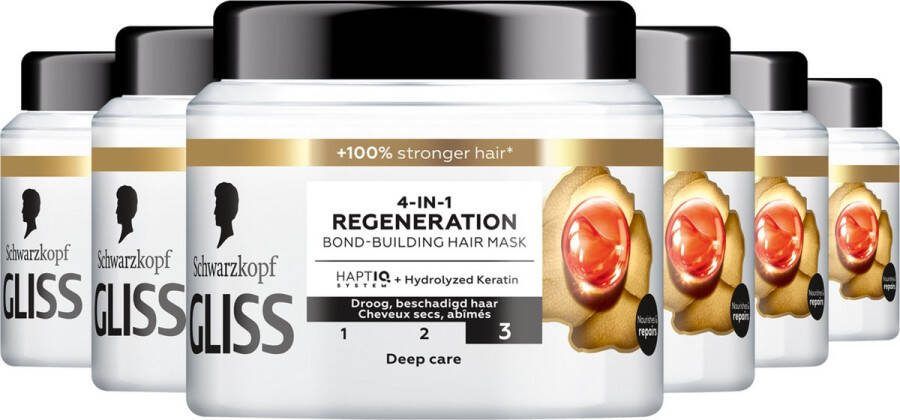 Gliss Schwarzkopf Total Repair Haarmasker Masker Droog & beschadigd haar 6 x 400ml Voordeelverpakking