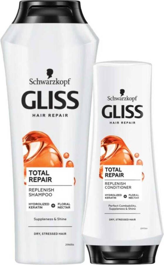 Gliss Total Repair Shampoo x 250 ml & Conditioner 1x 200 ml Pakket