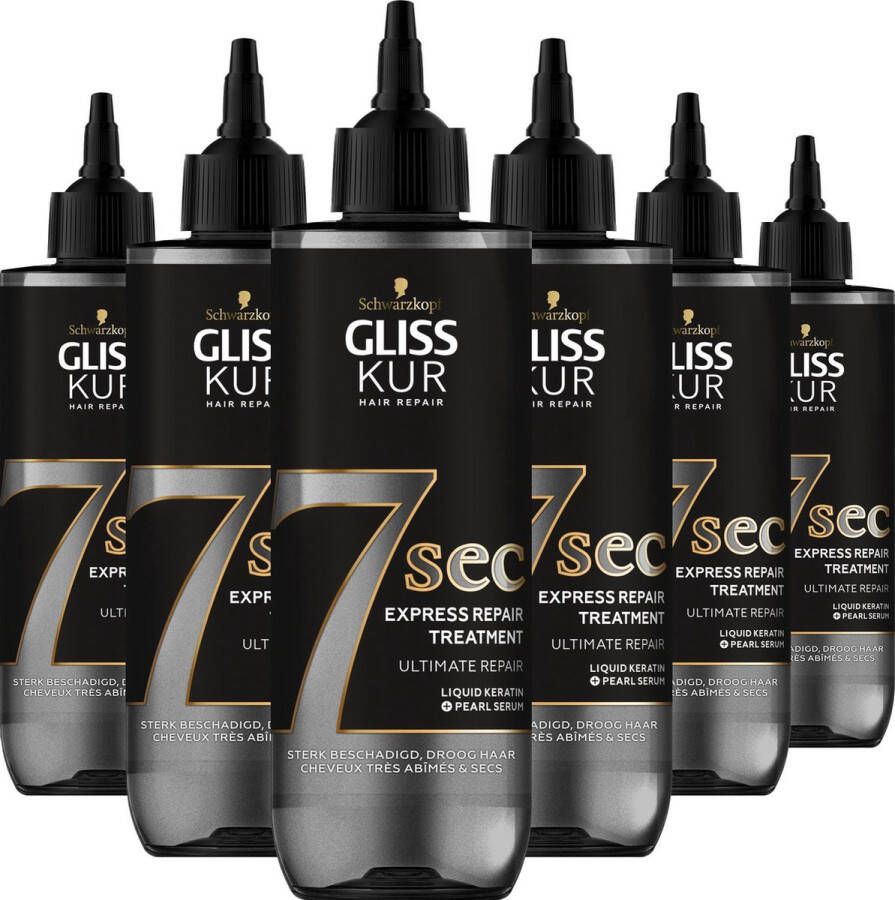 Gliss Schwarzkopf Ultimate Repair 7 sec Express Repair Treatment Haarmasker Haarverzorging Voordeelverpakking 6x 200 ml