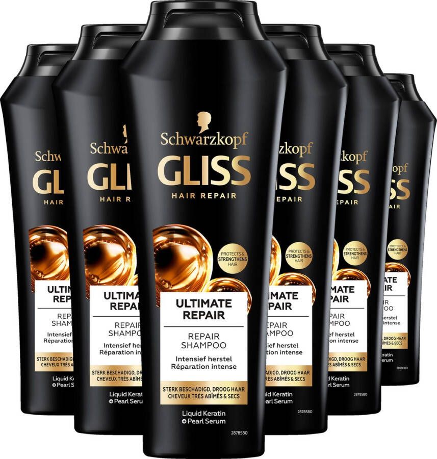 Gliss Ultimate Repair Shampoo Haarverzorging Voordeelverpakking 6 x 250 ml