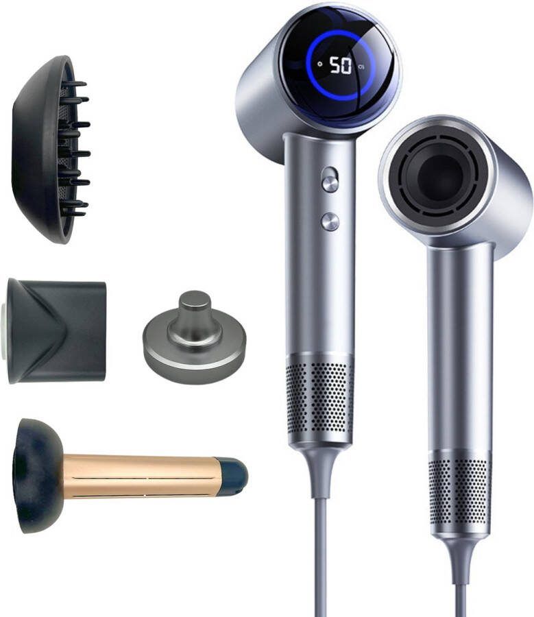 Glisse Smart Föhn Ultra Sterk Ultra Licht Diffuser 8 Blaasstanden Led Scherm Ionentechnologie 3 Opzetstukken Magnetische hanger Haarföhn Haardroger