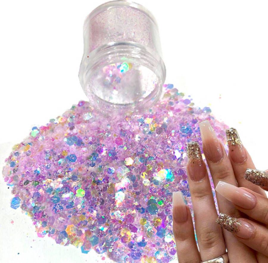 GlittersXL Chunky Glitters (Lila Paars) [Volume 8g Festival Glitter Outfit Nagel Decoratie Versiering Manicure Kunstnagels Nepnagels Acryl Nagels Kinderen Volwassenen Dames Glitters]