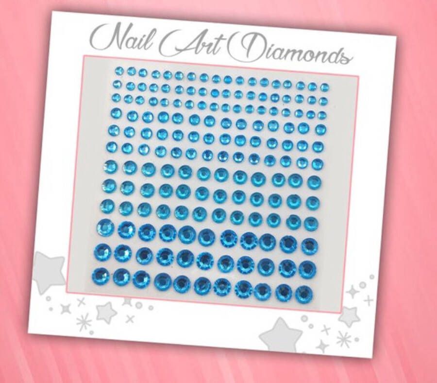 GlittersXL Nail Art Diamonds (165 Diamantjes Lichtblauw) [Zelfklevend Nagel Steentjes Decoratie Versiering Manicure Kunstnagels Nepnagels Acryl Nagels Rhinestone Rhine Stones]