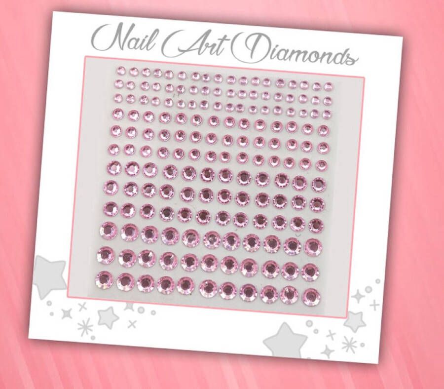 GlittersXL Nail Art Diamonds (165 Diamantjes Lichtroze) [Zelfklevend Nagel Steentjes Decoratie Versiering Manicure Kunstnagels Nepnagels Acryl Nagels Rhinestone Rhine Stones]
