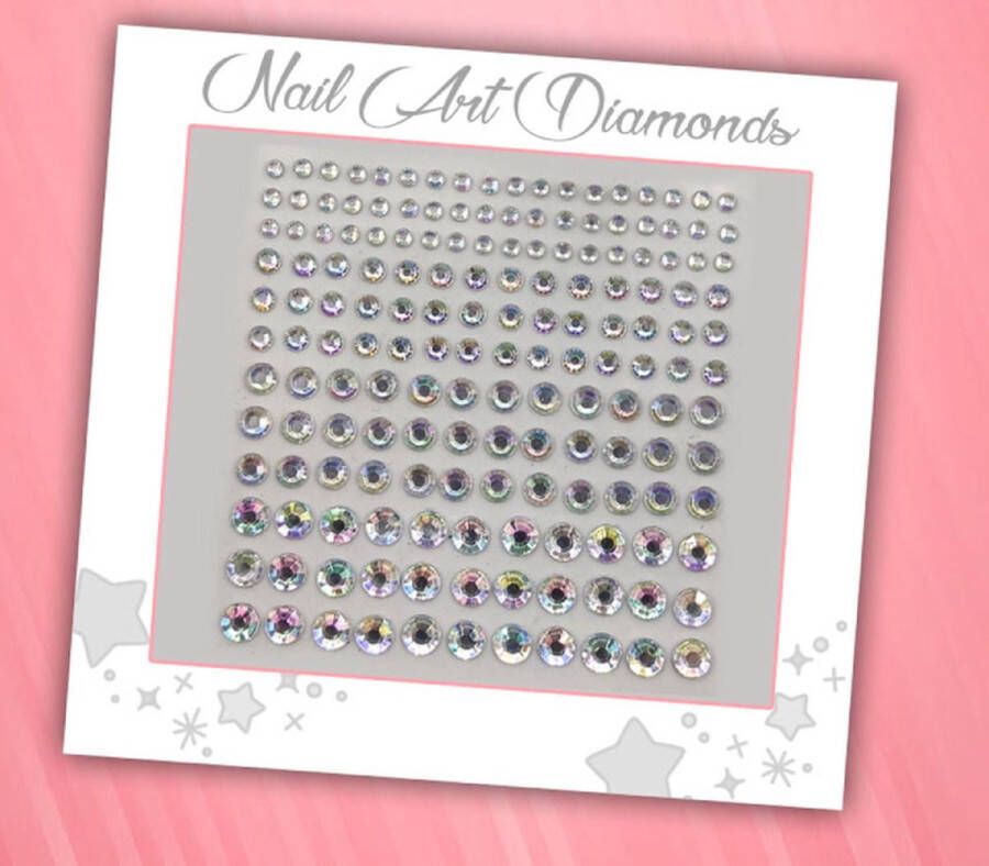 GlittersXL Nail Art Diamonds (165 Diamantjes Transparant) [Zelfklevend Nagel Steentjes Decoratie Versiering Manicure Kunstnagels Nepnagels Acryl Nagels Rhinestone Rhine Stones]