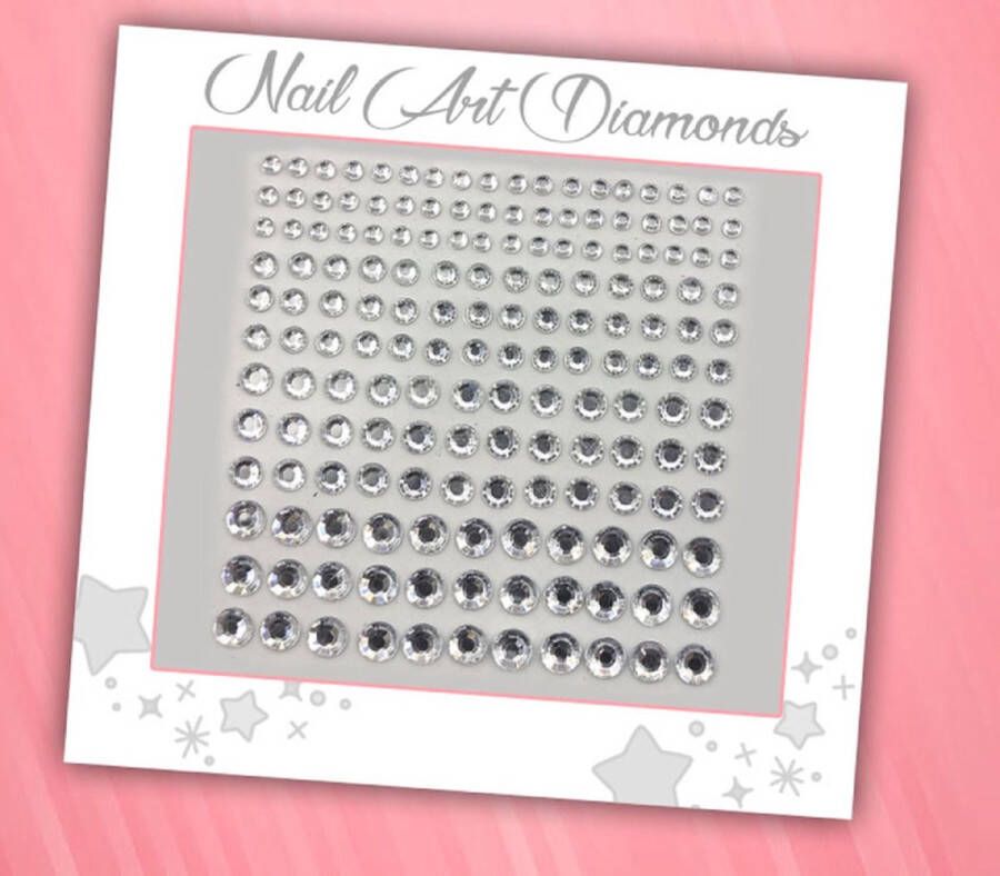 GlittersXL Nail Art Diamonds (165 Diamantjes Zilver) [Zelfklevend Nagel Steentjes Decoratie Versiering Manicure Kunstnagels Nepnagels Acryl Nagels Rhinestone Rhine Stones]