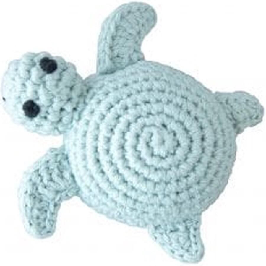 Global Affairs Crochet Rattle Turtle Rammelaar Schildpad blauw