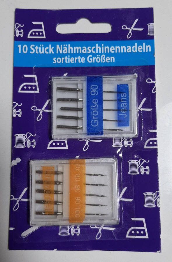 Global partner 2x 5 stuks naaimachinenaalden jeans 90 universeel 70-100 10 naaimachine naalden 2 doosjes machinenaalden naaimachinenaald