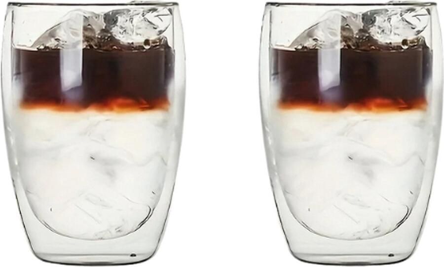 Globe Goods GlobeGoods Dubbelwandige theeglazen Dubbelwandige koffieglazen Cappuccino glazen Espresso Warme en koude dranken dubbelwandig 350ML Set van 2