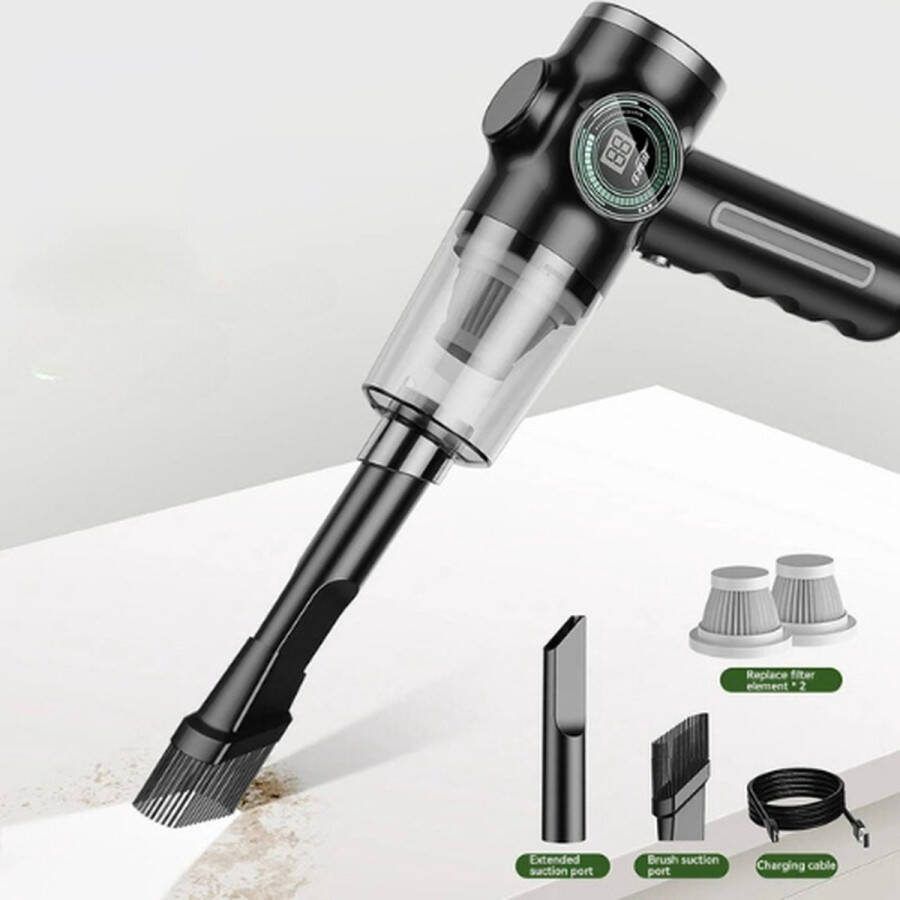 Globe Goods GlobeGoods Auto Stofzuiger Multifunctionele Handstofzuiger 2xfilter Draadloos 5 in 1 multifunctioneel Zwart