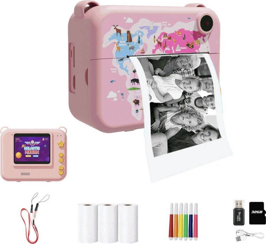 Globe Goods GlobeGoods Digitale Kindercamera Camera Print Camera Fototoestel Fotocamera Fotografie Poloraid camera Educatief Roze