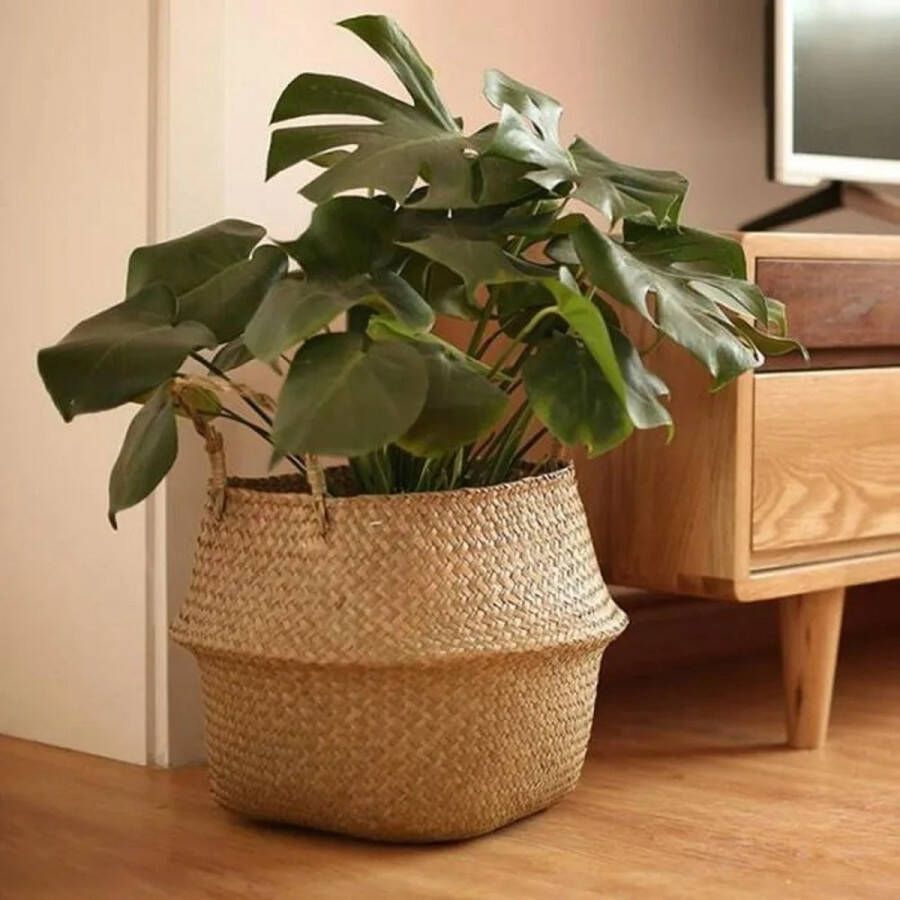 Globe Goods GlobeGoods Rieten Mand Opbergmand Rotan Bamboe Wasmand Bloempot Opslag XXL 45 CM