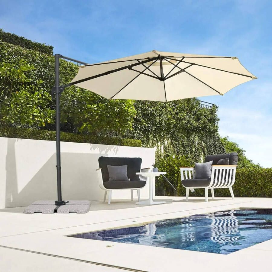 GlobeGoods Parasol Paraplu Parasolvoet Tuin Flexibel Verstelbaar Stabiliteit 360graden rotatie Beige