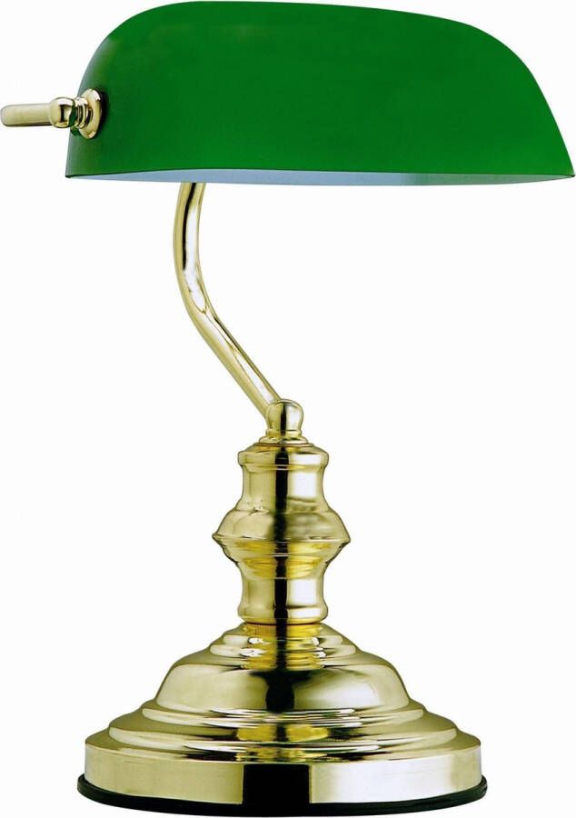 Globo Lighting Tafellamp Globo Antique Metaal Messing Groene glaskap