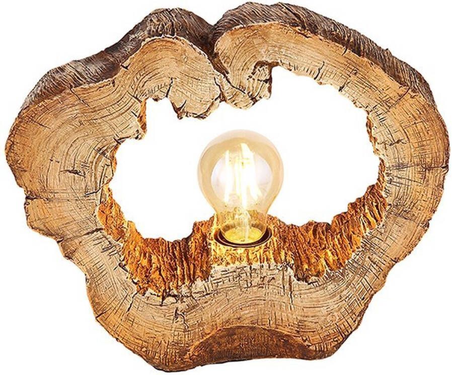 Globo Vinzenz Tafellamp hout acryl boomstam effect bruin Landelijk
