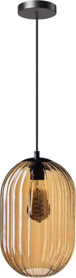 Expo Trading ETH Hanglamp Glamm S 20 cm Ribbel Glas Amber