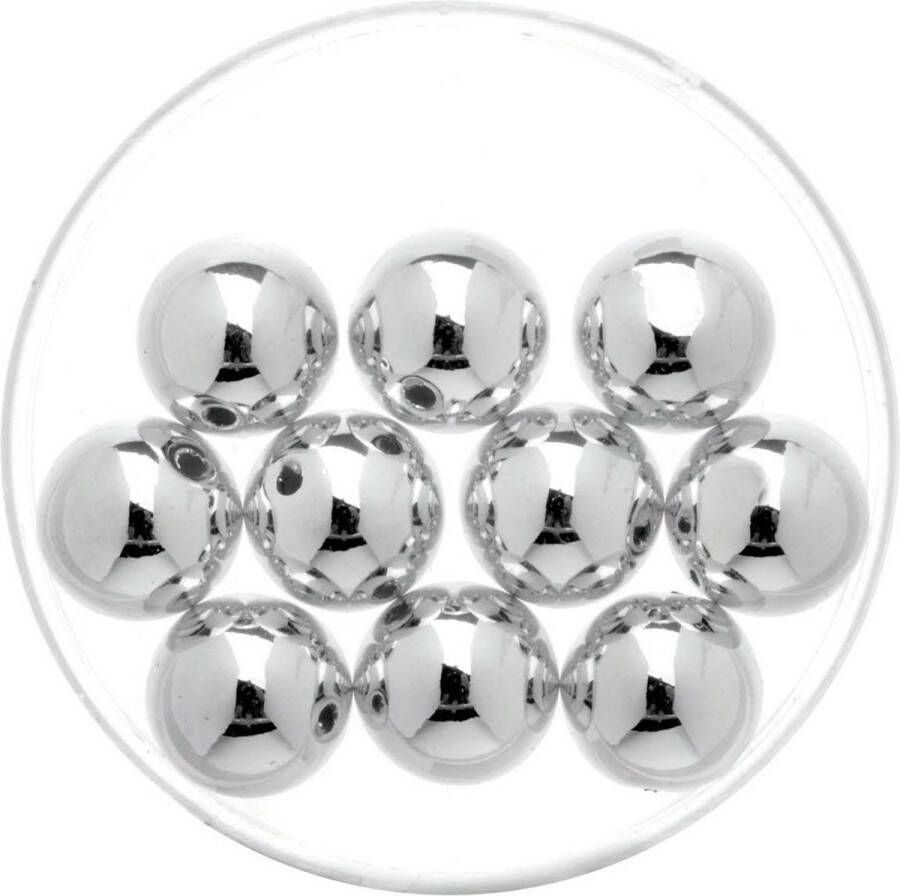 Merkloos Sans marque 40x stuks metallic sieraden maken kralen in het zilver van 10 mm Kunststof waskralen voor armbandje kettingen