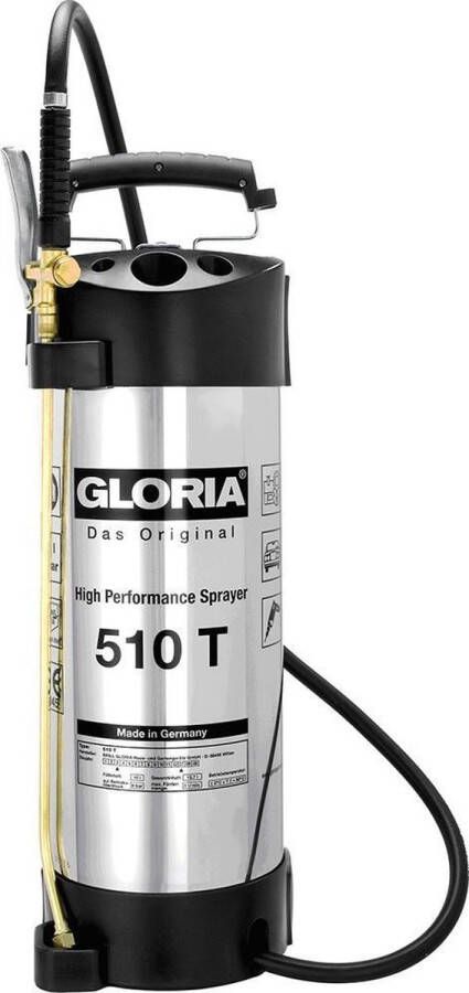 Gloria 510 T Hogedrukspuit Staal RVS 10L