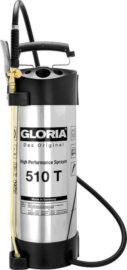 Gloria 510 T Profiline Hogedrukspuit Staal RVS Oliebestendig 10L 5120000