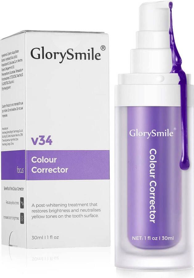 GlorySmile V34 Colour Corrector Serum Teeth Whitening Witte Tanden Paarse Tandpasta Teeth Whitening Tanden Bleken