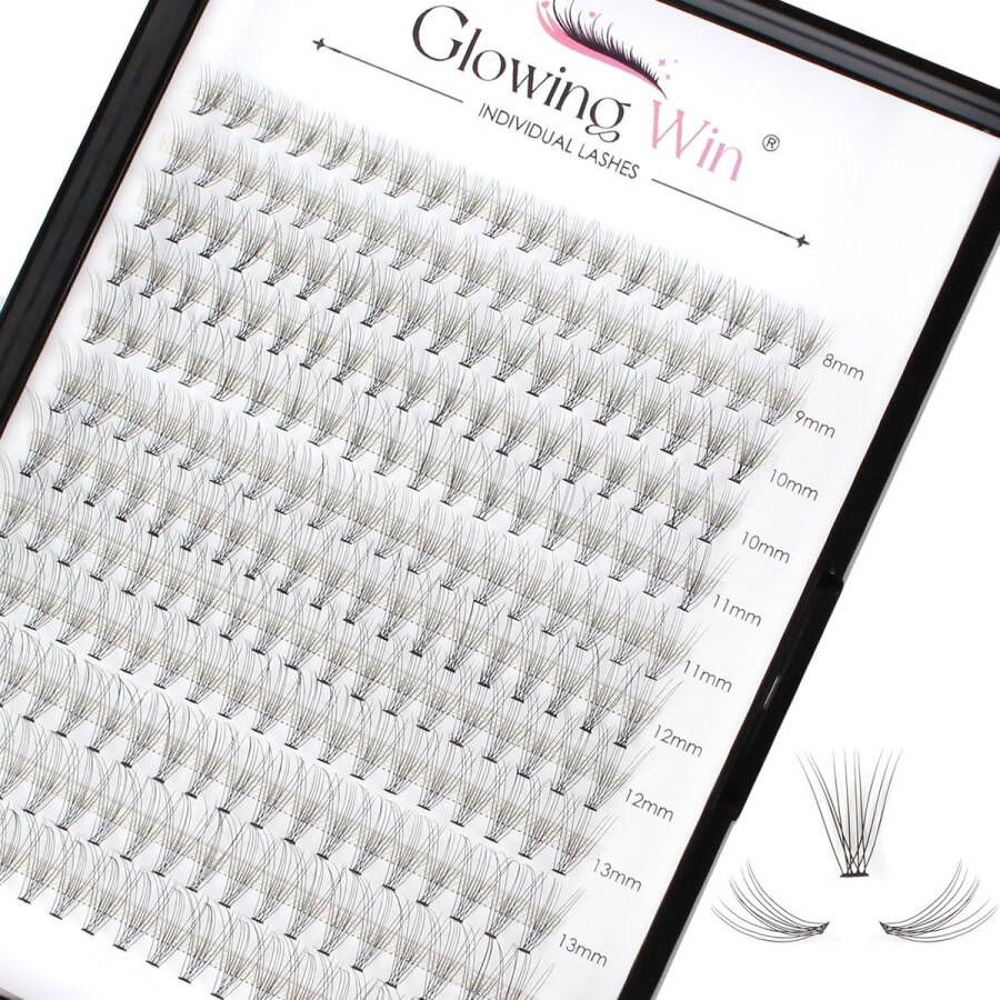 Glowing win Nepwimpers 10D Mix 8-15mm 228 stuks Natural Look