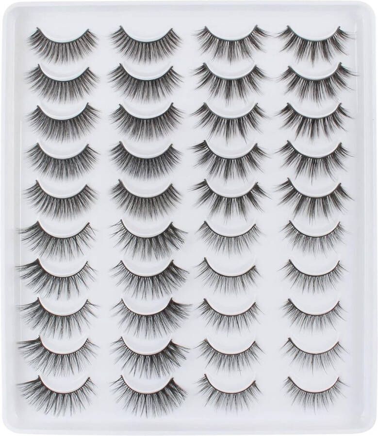 Glowing win Nepwimpers 20paar Gemengd Multipack 4 stijlen Natuurlijke look 3D Lichte volumewimpers