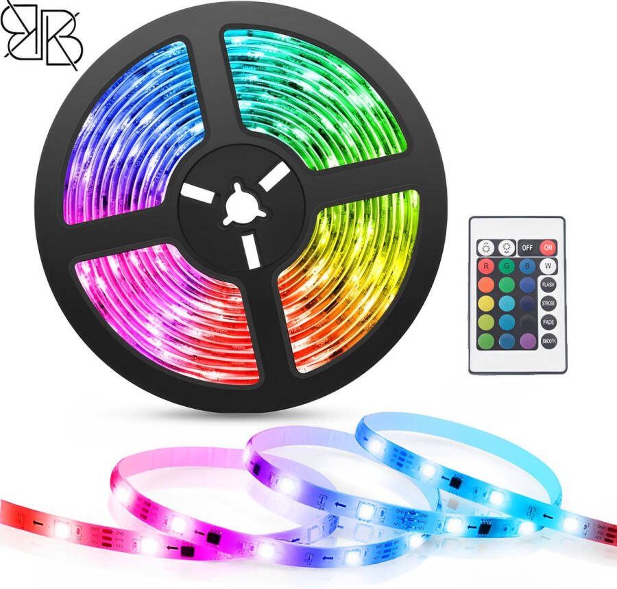 Glowinh Led Strips 5 Meter Led Strips Verlichting Led Light Zelfklevend Led Verlichting Knipbaar 16 Miljoen Kleuren Dimbaar Met Afstandsbediening & App