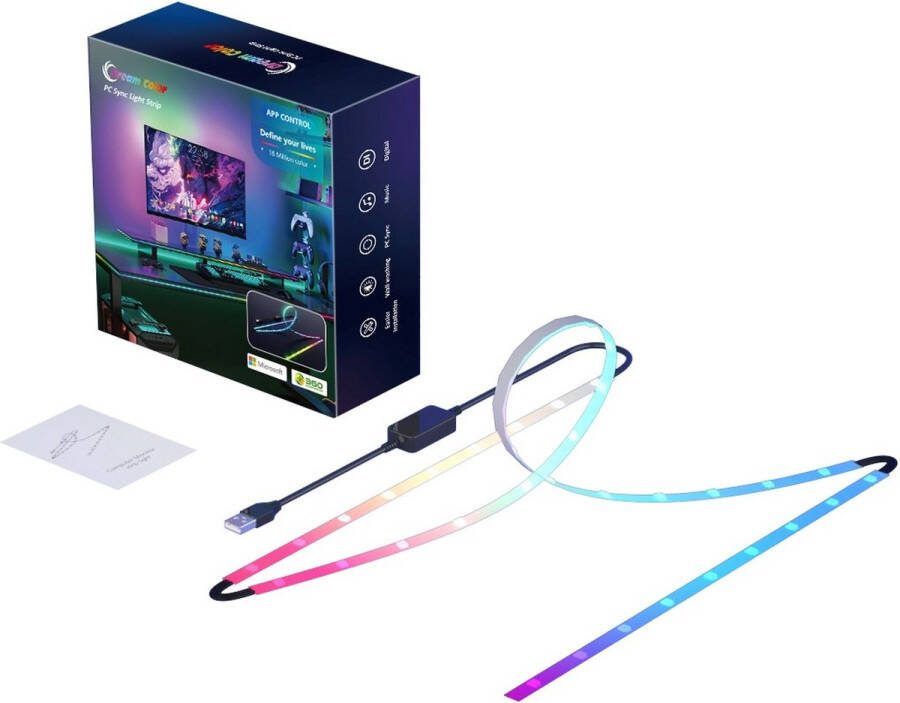 Glowinh Pc Pro Gaming Led Stips Game Led Strips Led Verlichting Led Lights Led Strips Met Synchronisatie 27 Inch Zelf Klevend Gaming App Gebruik Tuya Smartlife