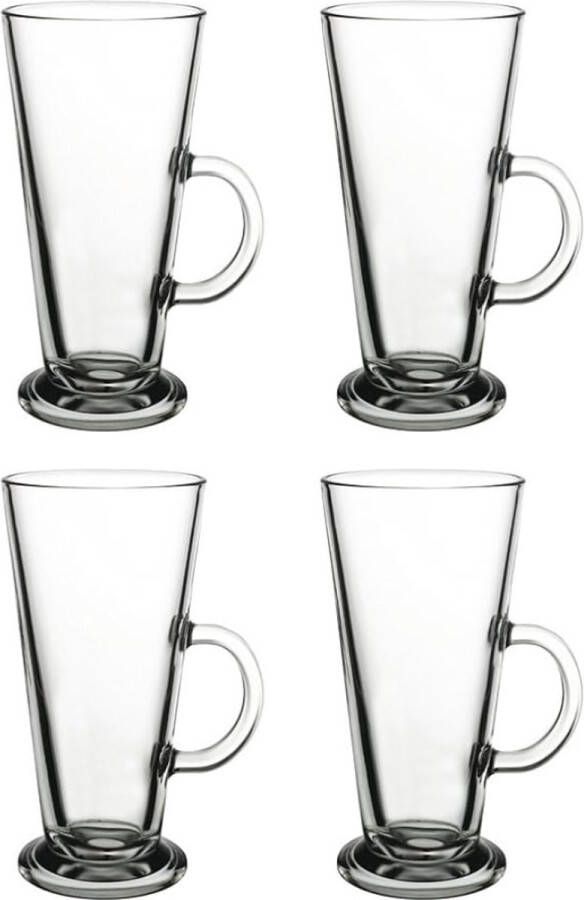 Glozini Lima Latte Macchiato Glazen Met Handvat Set van 4 Irish Coffee Glazen Koffieglazen