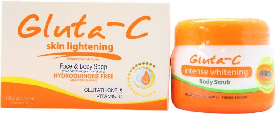 Gluta-c intense skin lightening body scrub 120 gr + skin lightening Face & Body Soap 135 gram