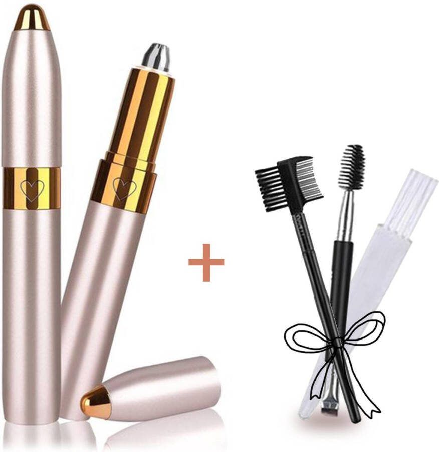 Gluxury Originele Wenkbrauw trimmer 2022 + Borstel set – Best getest en Extra veilig Wenkbrauw epilator – USB oplaadbaar – precisietrimmer – Epileerapparaat