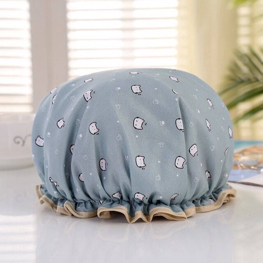 Go Gadget 2x Dikke Douchemuts Shower Cap Blue Cat Waterdicht Badkapselbeschermer Dubbele Laag Douchemuts voor Haarbescherming Vrouwenbenodigdheden Douchecap Badkameraccessoires
