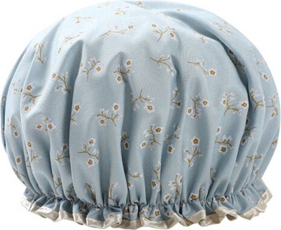 Go Gadget 2x Dikke DoucheMuts Shower Cap Blue Small Flower Waterdicht Vrouwen Benodigdheden Badkamer Accessoires