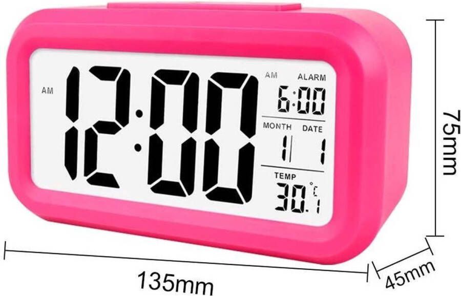Go Gadget Digitale Wekker Alarmklok Met Temperatuurmeter Snooze & Verlichtingsfunctie Roze
