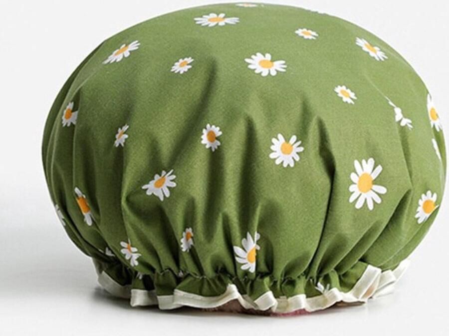 Go Gadget : Dikke 1Stuks Douchemuts Waterdicht Dubbele Laag Voor Vrouwen Green Daisy Badkamer Accessoires