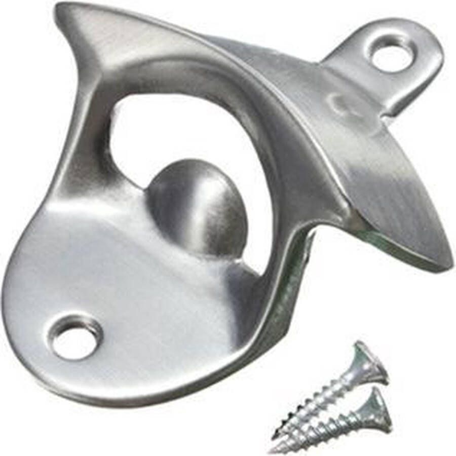 Go Gadget Flessenopener zilver Bier- Flesopener Op aan de Muur Wandopener