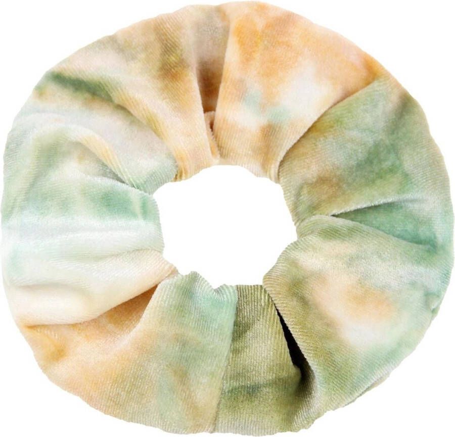 Go Gadget Fluwelen scrunchie haarelastiek Marble Tie-dye oranje & groen