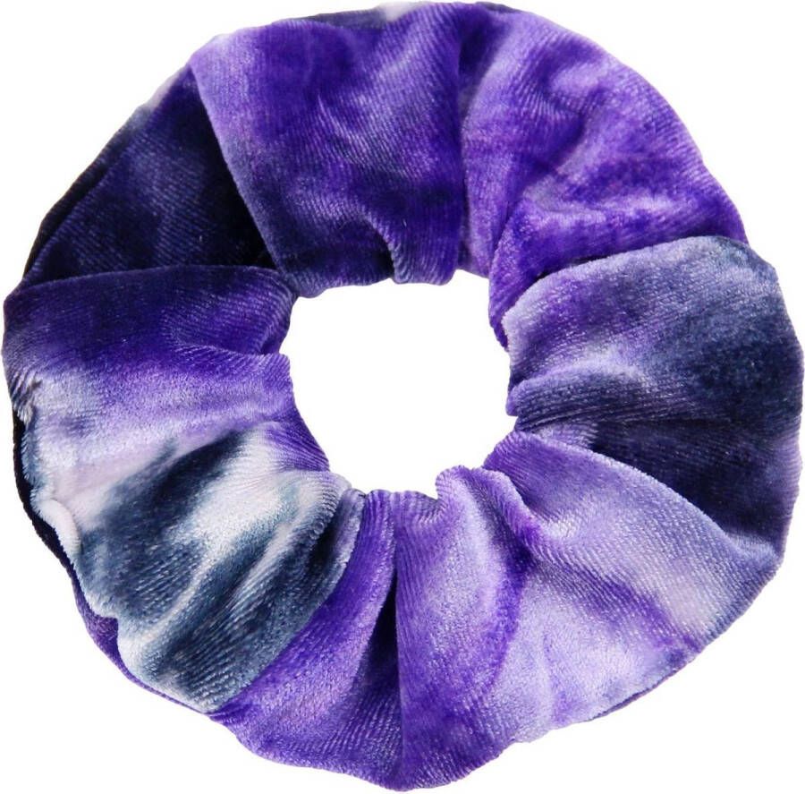 Go Gadget Fluwelen scrunchie haarelastiek Marble Tie-dye paars & zwart