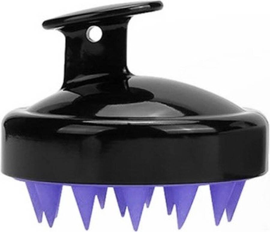 Go Gadget Haarborstel Massageborstel Anti-roos Haargroei Rond Siliconen Scalp Massager Zwart Paars