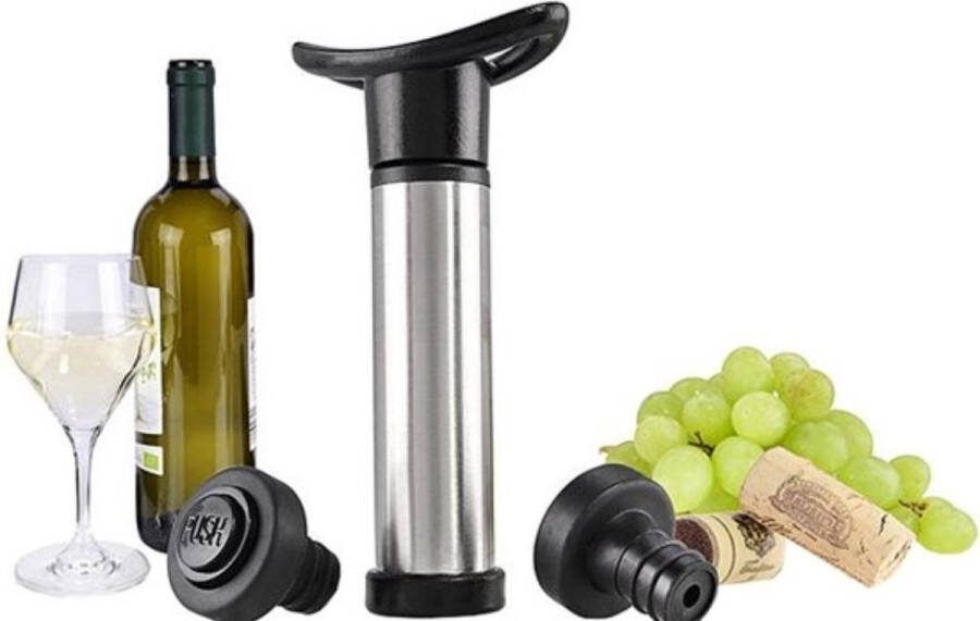 Go Gadget Heble Wijnstopper: Vacuüm Pomp Wine Saver Flesafsluiter Incl. 2 Afsluitdoppen Wijn Bewaren!