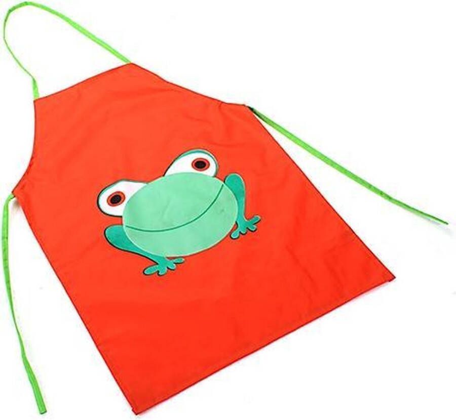 Go Gadget Kinder keukenschort | kikker |makkelijk afwasbaar | kliederschort | oranje