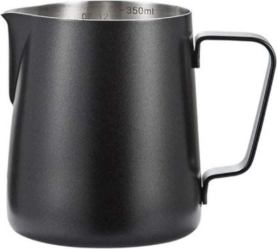 Go Gadget Melkkannetje Maatkan Koffie opschuimen Barista Koffiekannetje RVS 350ml inclusief Art Pen Zwart
