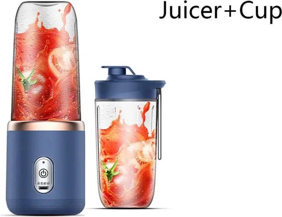 Go-shipping Draagbare blender Fruitmixer Mini Blender Milkshaker Portable 400ML Eiwitshake Blender To Go Sapmaker Blauw
