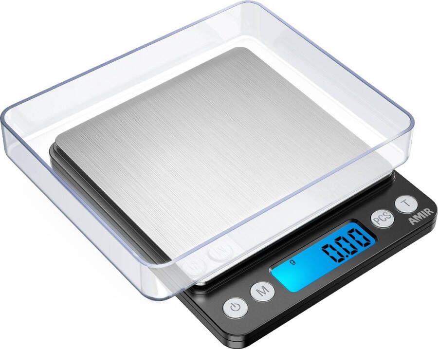Go-shipping Oria Go-shipping Digitale Precisie Weegschaal 0.01 tot 500 gram Keukenweegschaal Zakweegschaal Zwart