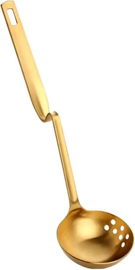 Go4pro RVS Soeplepel Sauslepel Goud Met Gebogen Arm houder keukengerei