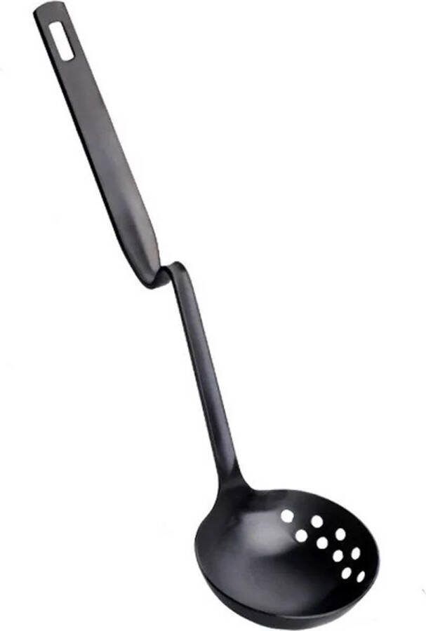 Go4pro RVS Soeplepel Sauslepel Zwart Met Gebogen Arm houder keukengerei